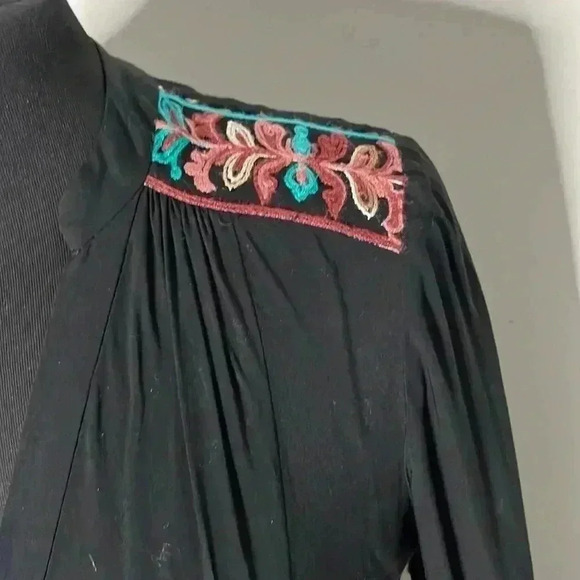 Anthropologie Floreat Avery Embroidered Black Multicolor Midi Boho Dress… - Picture 6 of 9